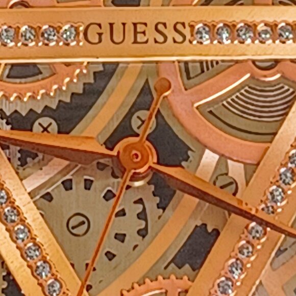 Nonworking Vintage Guess Watch Rhinestones Leather Strap Japan Movement - Picture 3 of 10